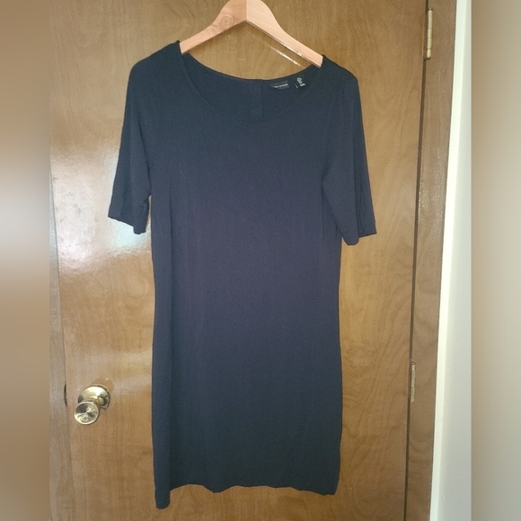 ADRIENE Vittadini navy 3/4 sleeve tee shirt dress sz l - Picture 1 of 6